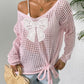 Pullover Strap Butterfly Stitching Idle Style Loose Long Sleeve Top