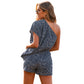 Women's European And American Loose Slant Collar Jumpsuit Shorts