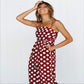 Sleeveless strapless polka dot long jumpsuit