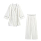 Rolled Double Breasted Coat Wide Leg Pants