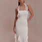 Fashionable Solid-Colored Halterneck Ruffled Sexy Backless Party Dress For Women