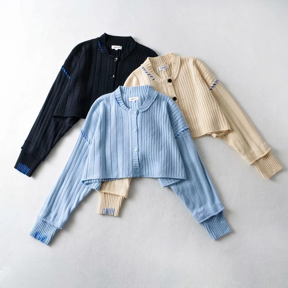 Single-breasted High-waist Long-sleeved Knitted Sweater Coat