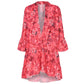 Women's printed button Ruffle shirt skirt