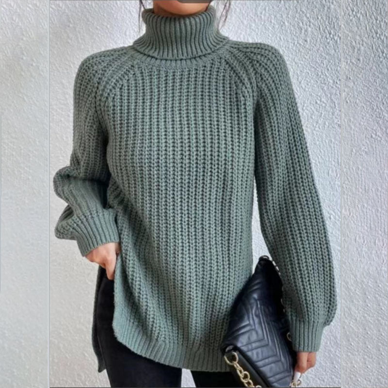 Pull en laine à col haut et épais