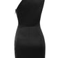 Jupe courte taille moyenne pour femme, robe noire à épaules inclinées