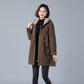 Fleece-lined Thick Hooded Parka Mid-length Long Sleeve Zipper