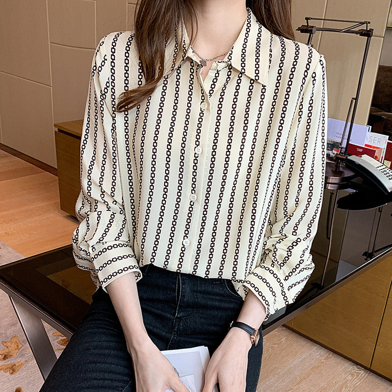 Fashion Personality Stripe Printed Shirt Women