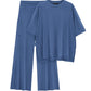 Casual Short Sleeve Pullover Top Wide Leg Pants Casual Suit