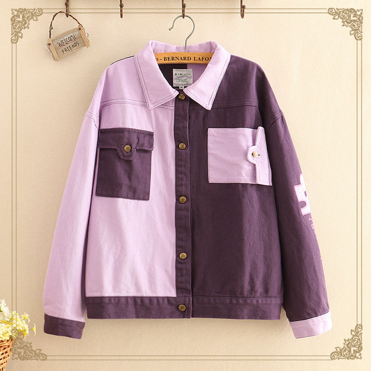 Loose-fitting color-matching coat