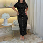 Elegant And Sophisticated Buttoned Short-Sleeve Sheath Dress For Women