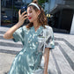 Printed jumpsuit wide-leg pants