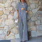 Striped Long Sleeve Cardigan Shirt Tube Top Wide Leg Pants Three-piece Set