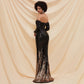 Robe de soirée tube et épaules dénudées