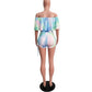 Camouflage printed ruffled shorts