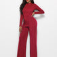 Round Neck Long Sleeve Wide Leg Jumpsuit