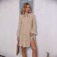Printing Gilded Pleated Bell Sleeve Loose Dress