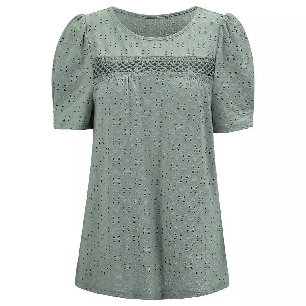 Women's Fashion Ruffled Short Sleeves T-shirt