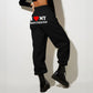 Pantalon imprimé « J'aime mon copain » Pantalon de survêtement décontracté pour homme et femme Pantalon de sport