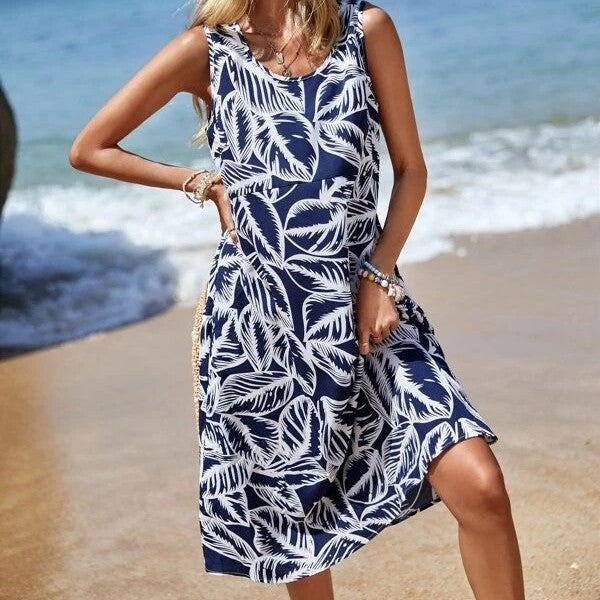 Women's Summer Loose Short Sleeves Printed Dress