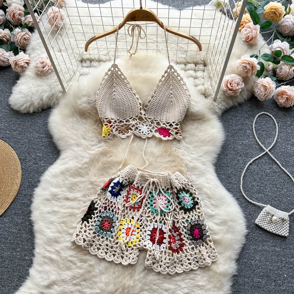 Summer New Bikini Vacation Travel Knitted Hollow Suit