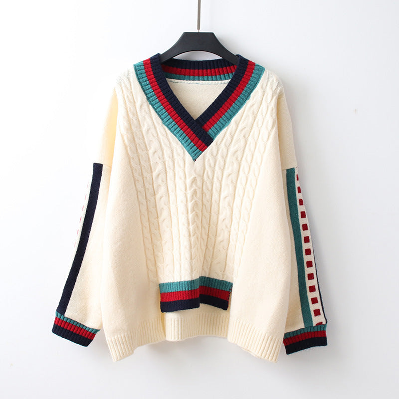 Striped Lazy Knit Pullover Bottoming Shirt