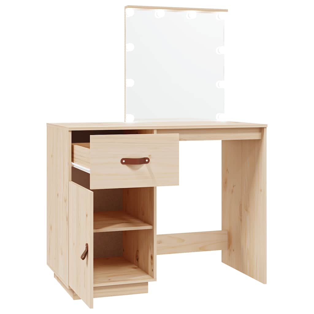 dressing table with LED lighting, 95x50x133.5 cm, solid pine wood