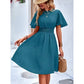 Womens Elegant Ruffle-Trimmed Dress With A Deep V-Neck