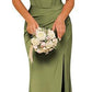 Off-the-shoulder Satin Bridesmaid Corset Ball Gown