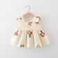 Full Body Embroidered Flowers Flounced Sleeve Cotton Dress