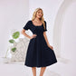 French-style Chic Square-Neck Puff-Sleeve Waist-Cinching Slimming Dress