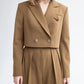 Solid Color Short Blazer & High Waist Pants Set
