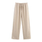 V-neck Cuff Patchwork Edge Shirt Elastic Waist Casual Trousers Suit