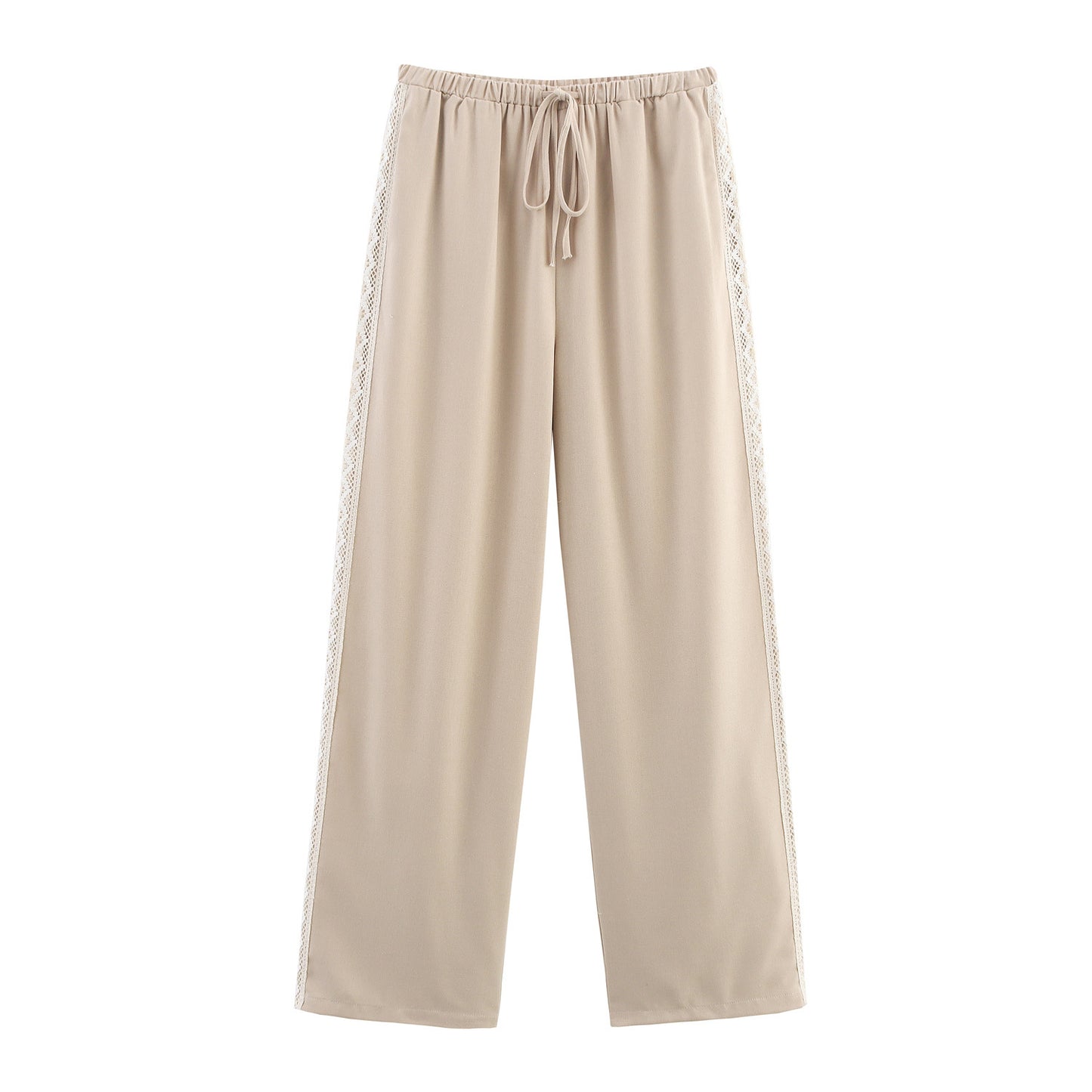 V-neck Cuff Patchwork Edge Shirt Elastic Waist Casual Trousers Suit
