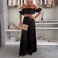 Women's Fashion Satin Tube Top Wide Leg Pants Suit