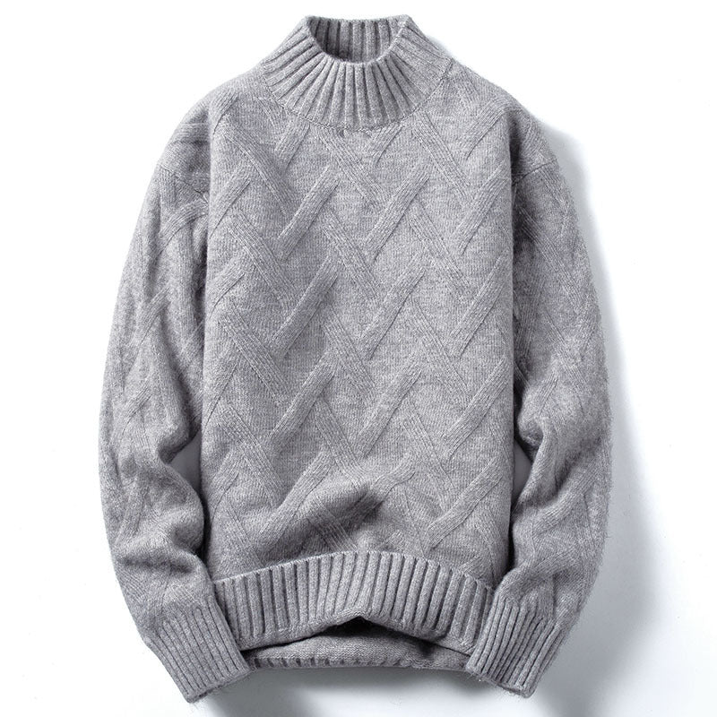 Pull demi-col roulé pour homme, pull ample en tricot coréen