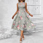 Sleeveless Round Neck Smocking Dress High Waist Slimming Design