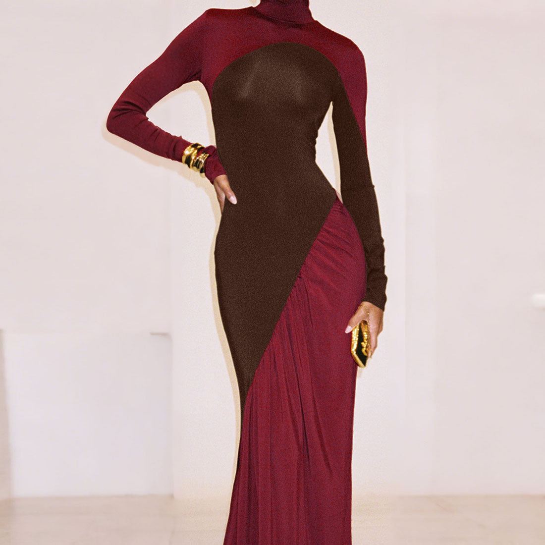 Fashionable And Creative Street-Style Patchwork High-Waist Bodycon Dress For Women