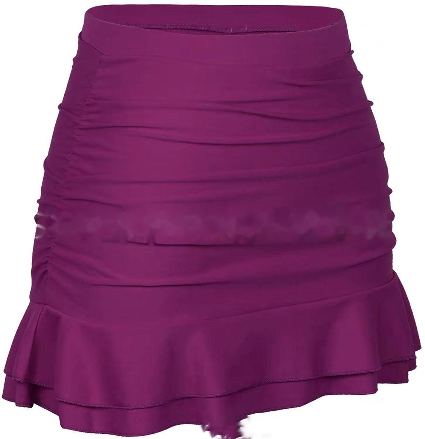 Jupe de bain plissée taille haute antireflet à double ourlet