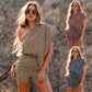 Women's European And American Loose Slant Collar Jumpsuit Shorts