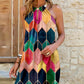 Digital Printing Strapless Round Neck Sling Dress