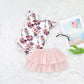 Girls Flying Sleeve Print Short Sleeve Suit