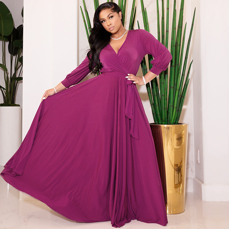 Robe grande taille à manches longues pour femme, automne, design mature, Fat Sister