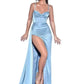 Backless V Spaghetti Straps Slimming Fishbone Sleeveless Long Slit Bandage One-piece Dress
