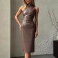 Sleeveless Stand Collar Temperament Split Slim-fit Solid Color Dress