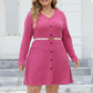Women's Plus Size Button Deep V Stripe Dress