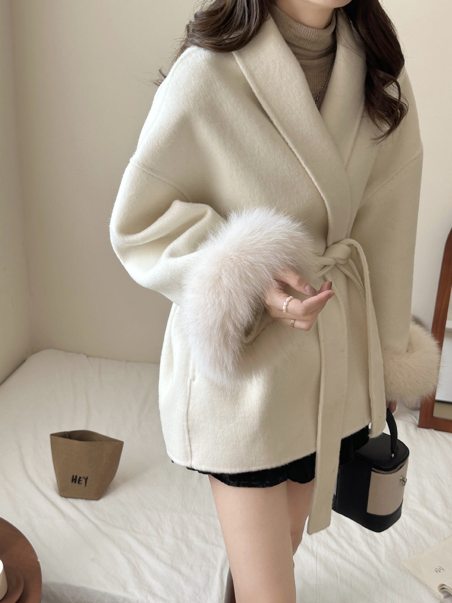 Manteau réversible en cachemire Advanced Sense avec haut noué sur le devant