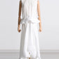 Women's Fashion Pleated Stand Collar Sleeveless Top Ruffled Skirt Two-piece Set