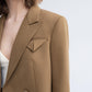 Solid Color Short Blazer & High Waist Pants Set