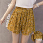 Chiffon large size wide leg pants half length loose printed shorts