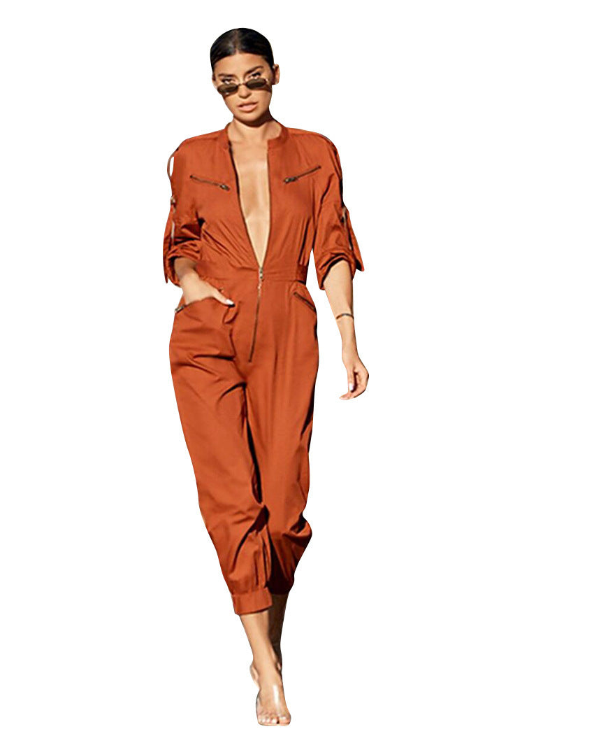 Casual micro - elastic jumpsuit